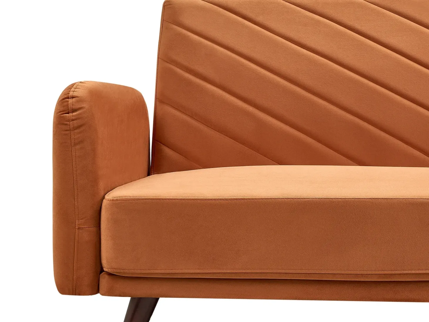 Discount Sofa rozkładana dla 3 osób SENJA Welur Pomarańczowy Sofy Z Funkcją Spania|Wszystkie Sofy