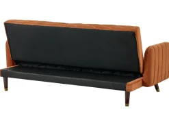 Discount Sofa rozkładana dla 3 osób SENJA Welur Pomarańczowy Sofy Z Funkcją Spania|Wszystkie Sofy