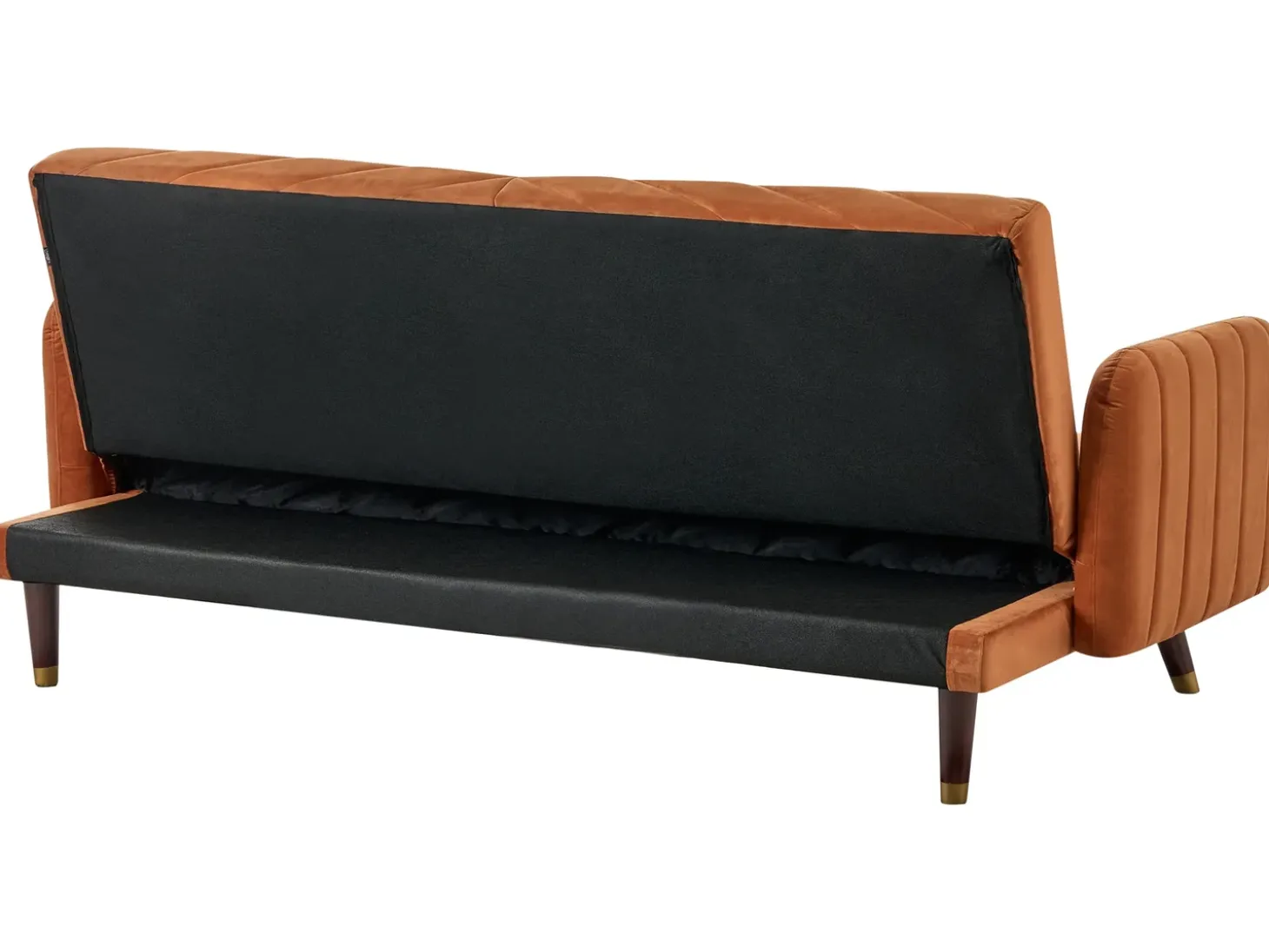 Discount Sofa rozkładana dla 3 osób SENJA Welur Pomarańczowy Sofy Z Funkcją Spania|Wszystkie Sofy