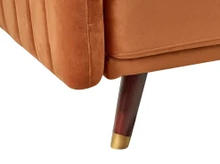 Discount Sofa rozkładana dla 3 osób SENJA Welur Pomarańczowy Sofy Z Funkcją Spania|Wszystkie Sofy