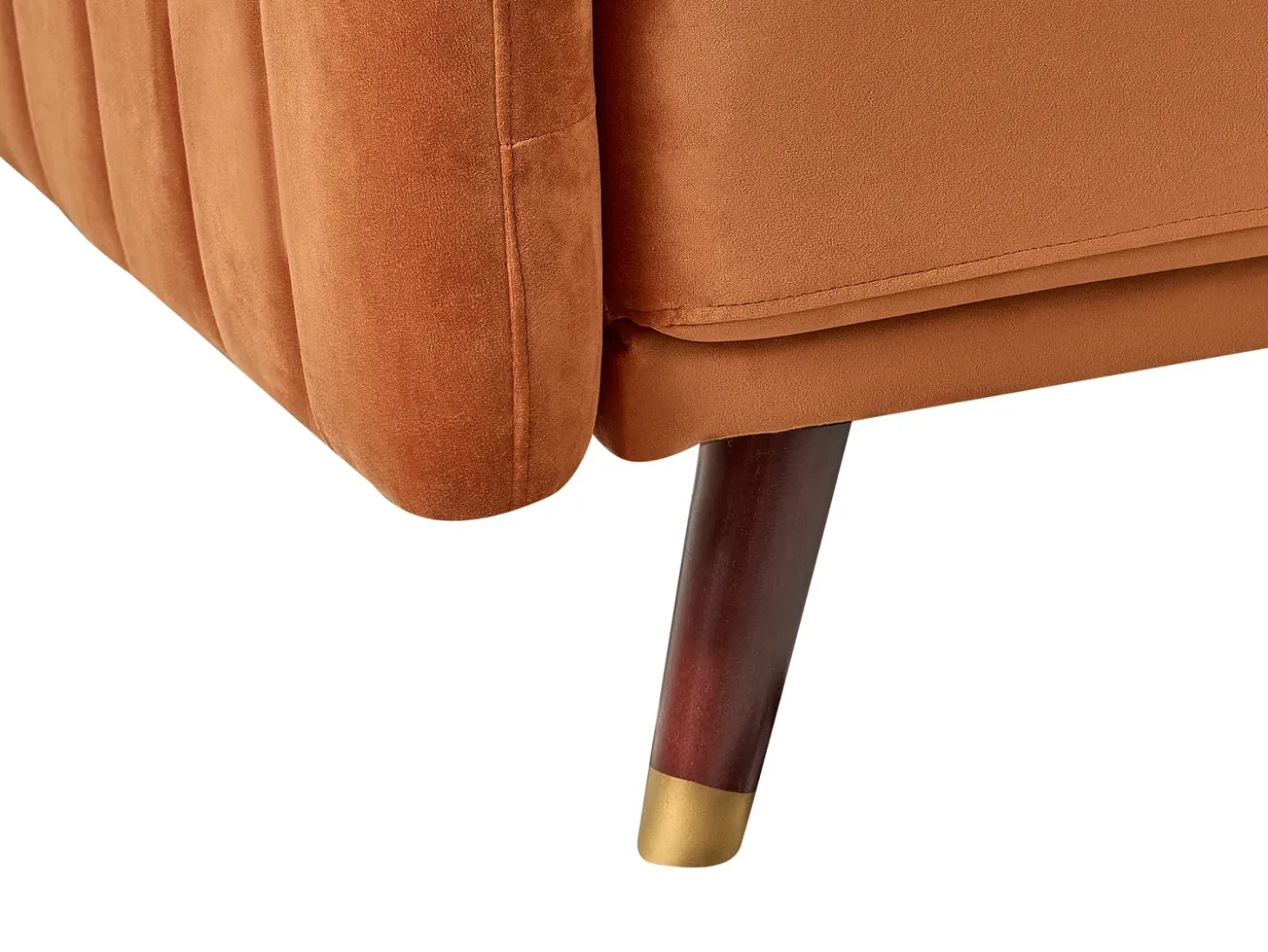 Discount Sofa rozkładana dla 3 osób SENJA Welur Pomarańczowy Sofy Z Funkcją Spania|Wszystkie Sofy