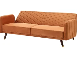 Discount Sofa rozkładana dla 3 osób SENJA Welur Pomarańczowy Sofy Z Funkcją Spania|Wszystkie Sofy
