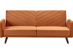 Discount Sofa rozkładana dla 3 osób SENJA Welur Pomarańczowy Sofy Z Funkcją Spania|Wszystkie Sofy