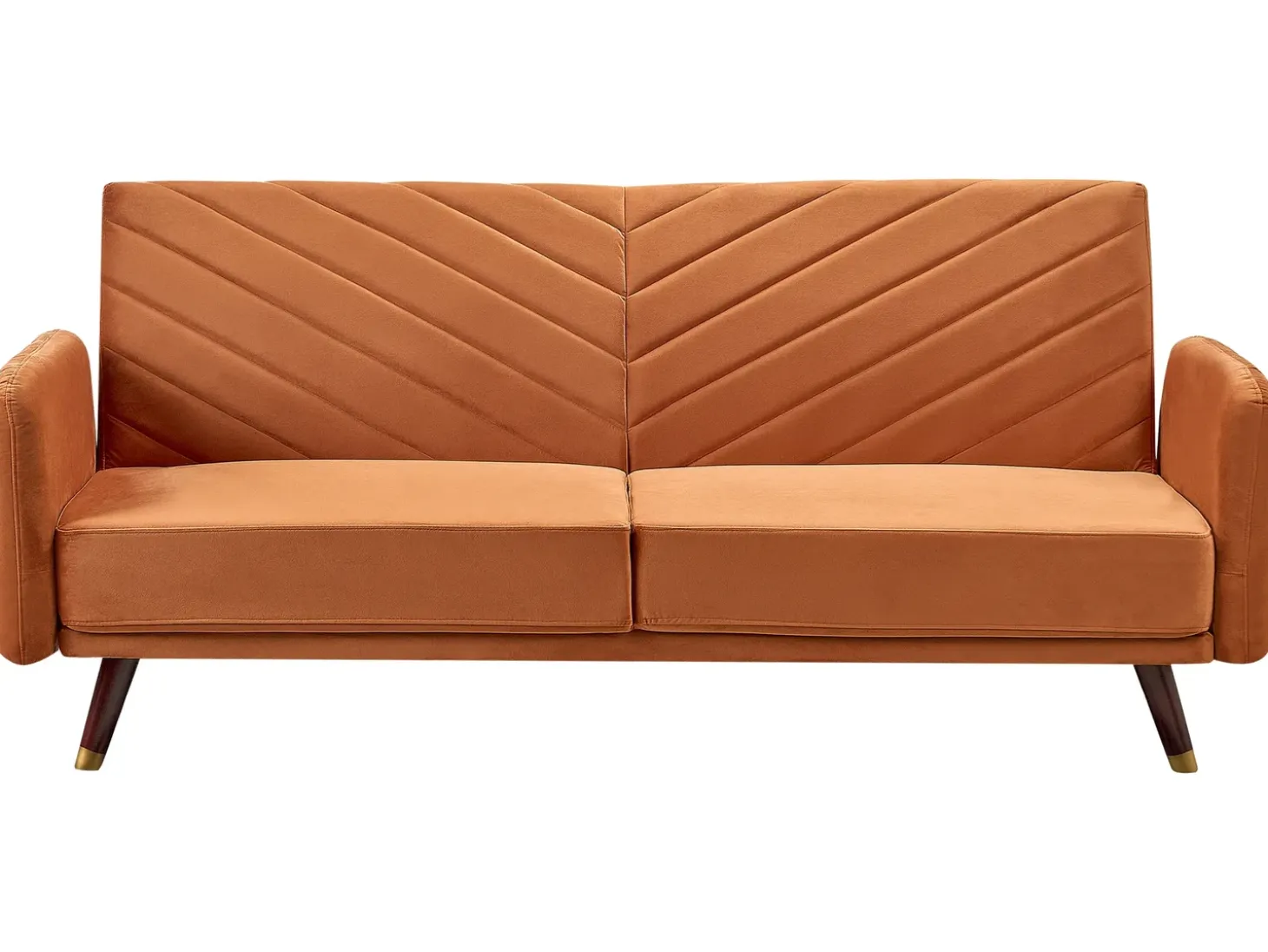 Discount Sofa rozkładana dla 3 osób SENJA Welur Pomarańczowy Sofy Z Funkcją Spania|Wszystkie Sofy