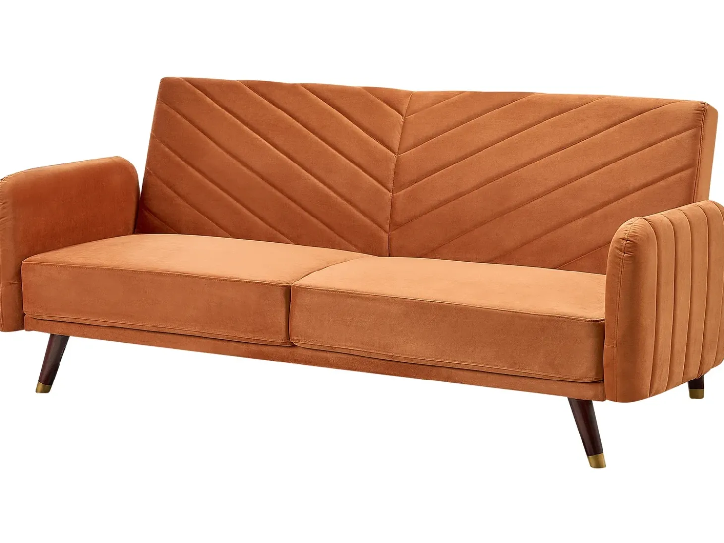 Discount Sofa rozkładana dla 3 osób SENJA Welur Pomarańczowy Sofy Z Funkcją Spania|Wszystkie Sofy