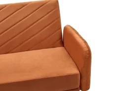 Discount Sofa rozkładana dla 3 osób SENJA Welur Pomarańczowy Sofy Z Funkcją Spania|Wszystkie Sofy