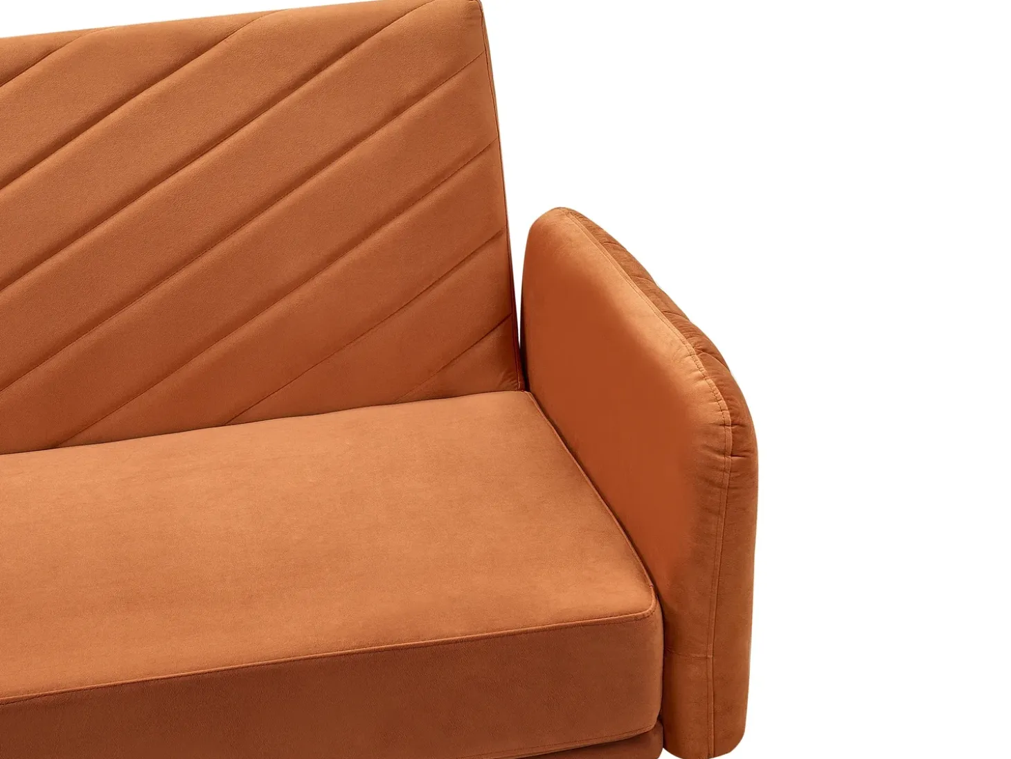 Discount Sofa rozkładana dla 3 osób SENJA Welur Pomarańczowy Sofy Z Funkcją Spania|Wszystkie Sofy