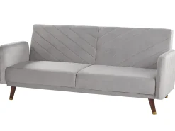Hot Sofa rozkładana dla 3 osób SENJA Welur Jasnoszary Sofy Z Funkcją Spania|Wszystkie Sofy