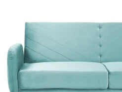 Best Sofa rozkładana dla 3 osób SENJA Welur Błękitny Sofy Z Funkcją Spania|Wszystkie Sofy