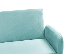 Best Sofa rozkładana dla 3 osób SENJA Welur Błękitny Sofy Z Funkcją Spania|Wszystkie Sofy