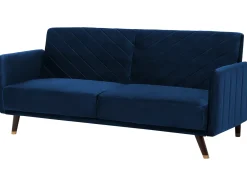 Sofa rozkładana dla 3 osób SENJA Welur Granatowy