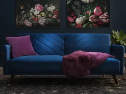 Sofa rozkładana dla 3 osób SENJA Welur Granatowy