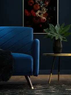 Sofa rozkładana dla 3 osób SENJA Welur Granatowy