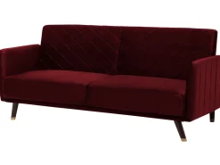 Sofa rozkładana dla 3 osób SENJA Welur Bordowy