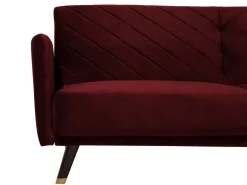 Sofa rozkładana dla 3 osób SENJA Welur Bordowy