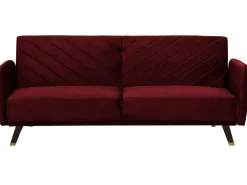 Sofa rozkładana dla 3 osób SENJA Welur Bordowy