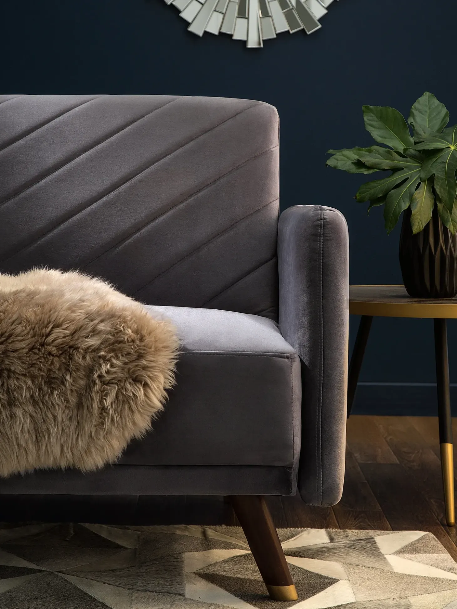 Sofa rozkładana dla 3 osób SENJA Welur Szary
