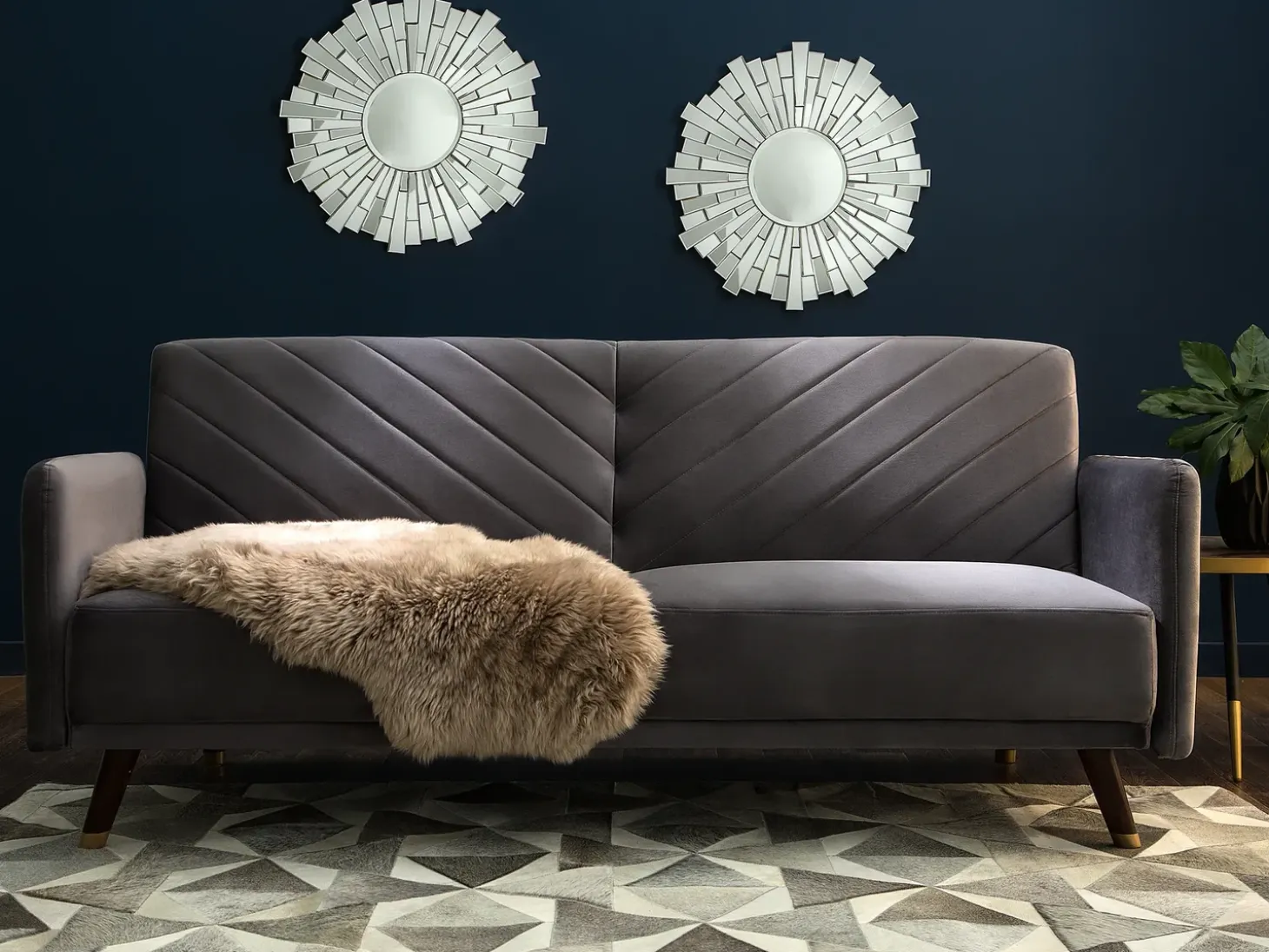 Sofa rozkładana dla 3 osób SENJA Welur Szary