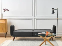 Sofa rozkładana dla 3 osób SENJA Welur Czarny