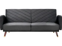 Sofa rozkładana dla 3 osób SENJA Welur Czarny