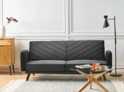 Sofa rozkładana dla 3 osób SENJA Welur Czarny