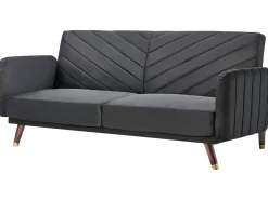 Sofa rozkładana dla 3 osób SENJA Welur Czarny