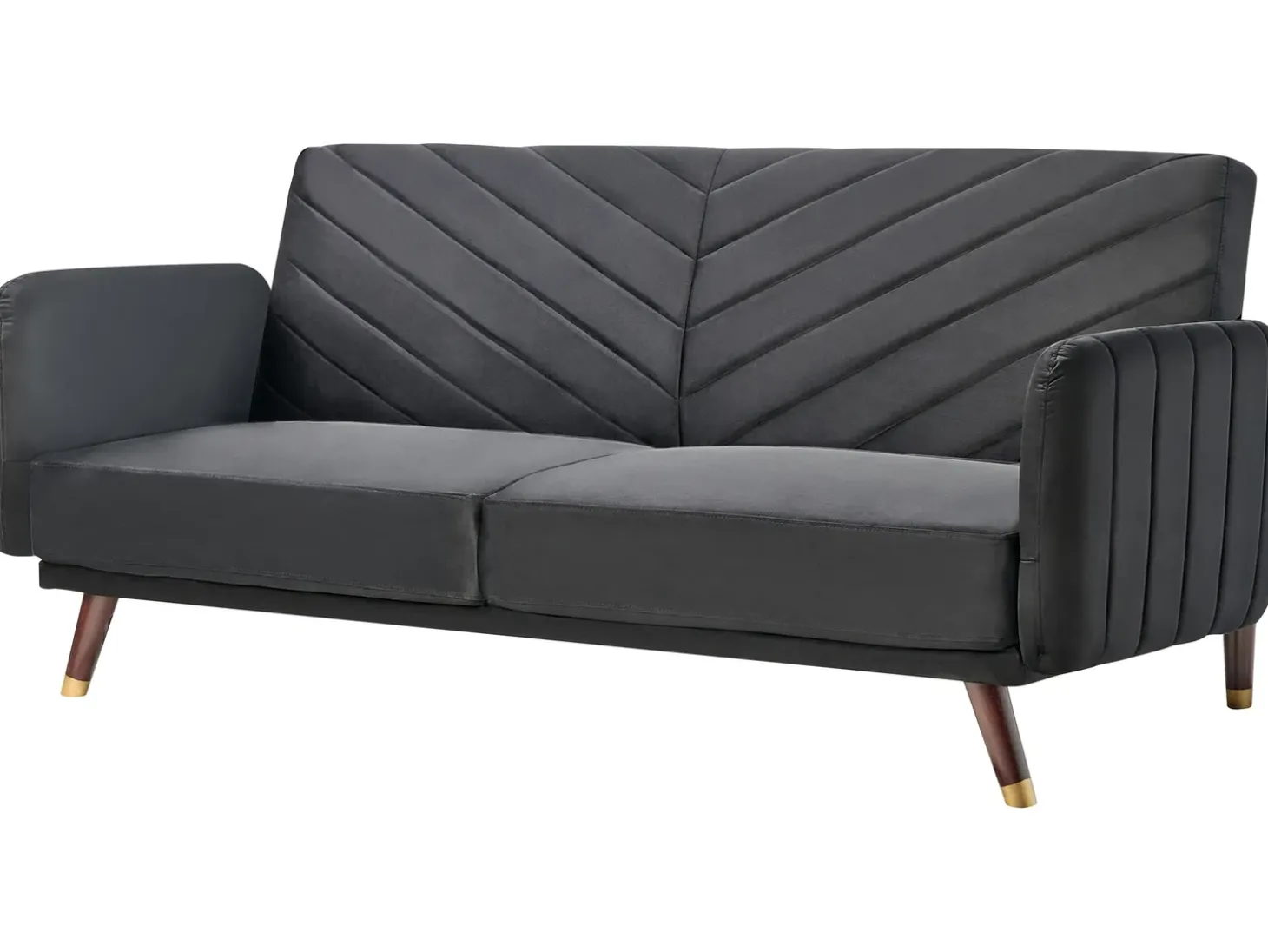 Sofa rozkładana dla 3 osób SENJA Welur Czarny