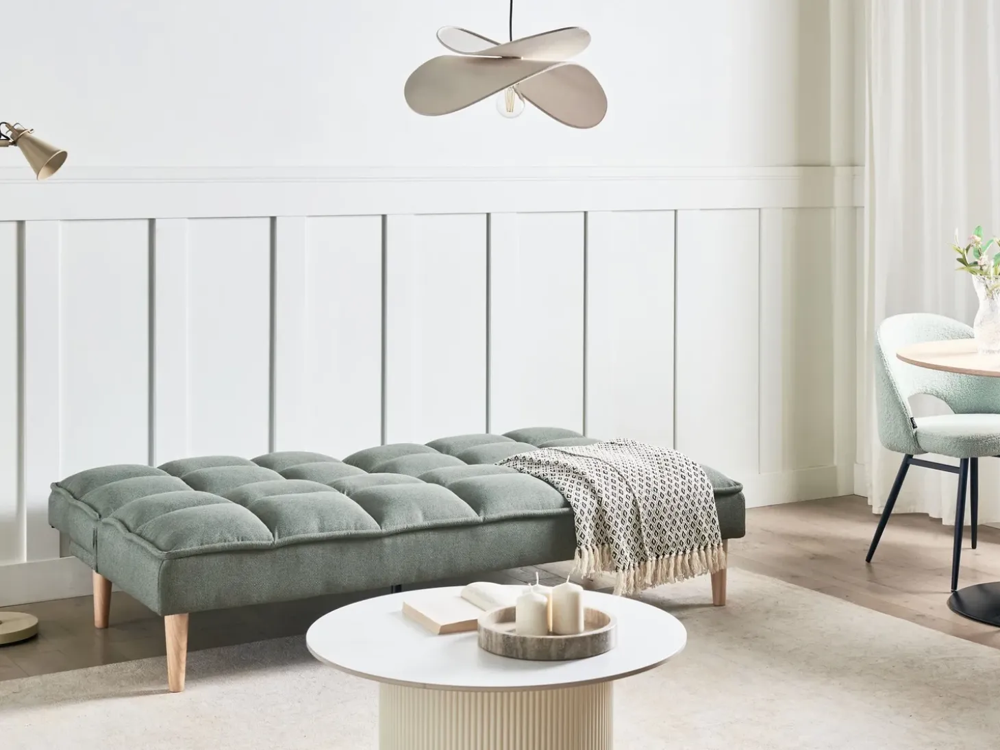 Clearance Sofa rozkładana dla 3 osób SILJAN Jasnozielony Sofy Z Funkcją Spania|Wszystkie Sofy
