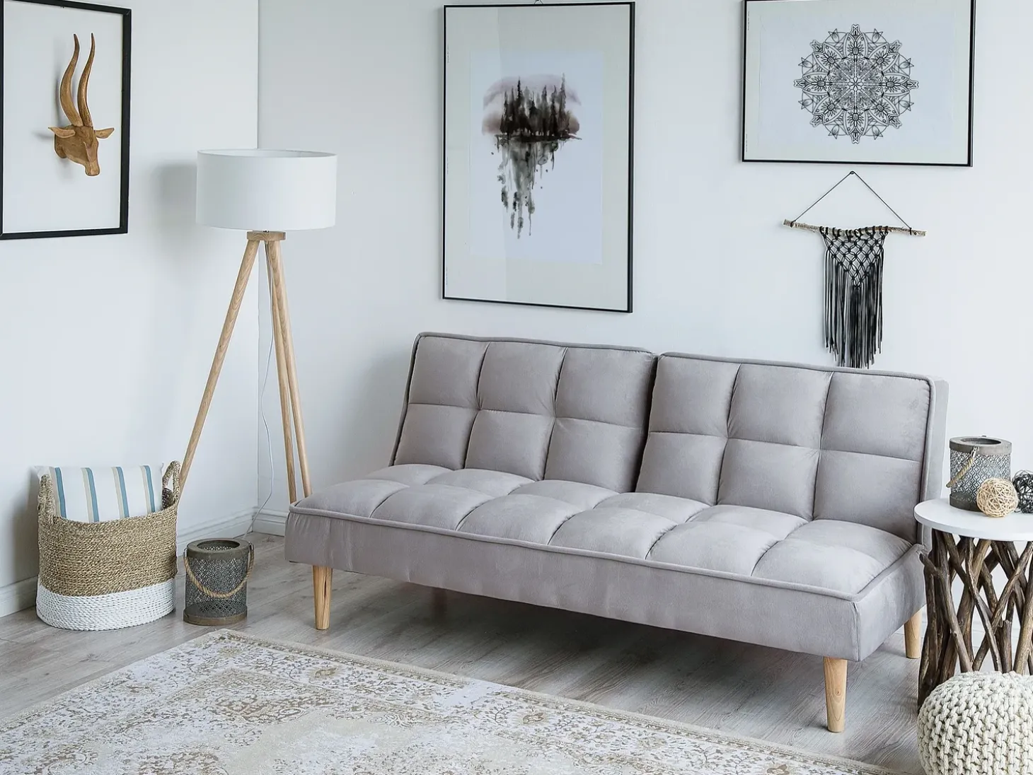 Sofa rozkładana dla 3 osób SILJAN Jasnoszary Szary