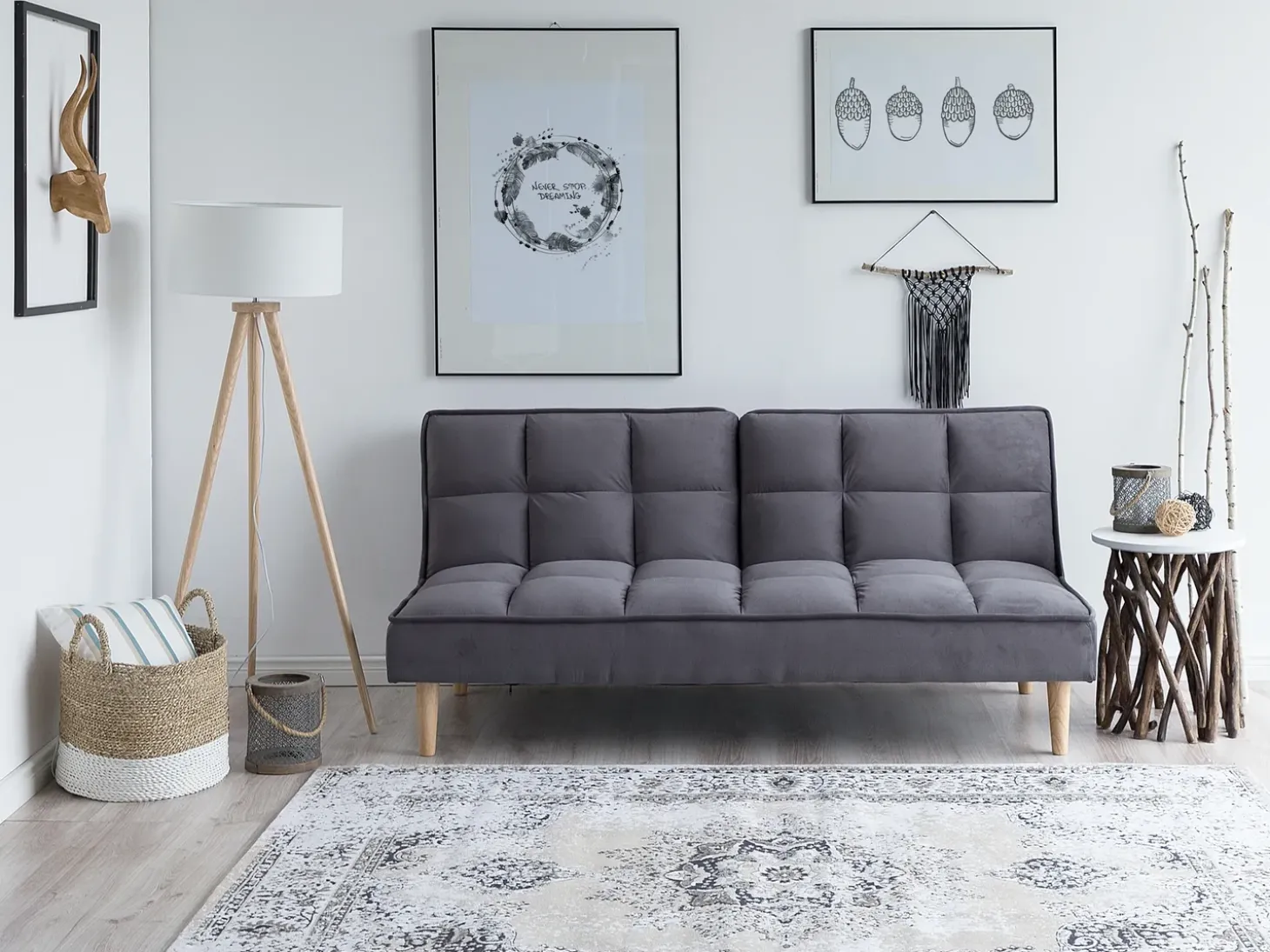 Sofa rozkładana dla 3 osób SILJAN Ciemnoszary
