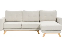 Sofa rozkładana dla 3 osób SIRO Jasnobeżowy ze schowkiem Lewostronny