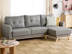 Sofa rozkładana dla 3 osób SIRO Szary ze schowkiem Lewostronny