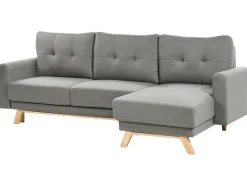 Sofa rozkładana dla 3 osób SIRO Szary ze schowkiem Lewostronny
