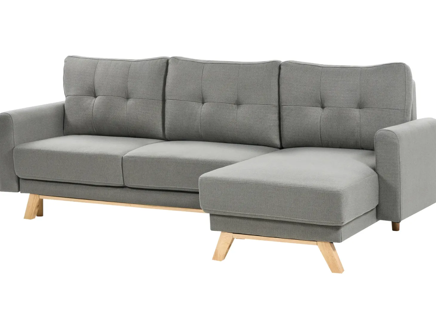 Sofa rozkładana dla 3 osób SIRO Szary ze schowkiem Lewostronny