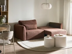 Clearance Sofa rozkładana dla 3 osób VAXHOLM Boucle Brązowy ze schowkiem Sofy Z Funkcją Spania|Wszystkie Sofy
