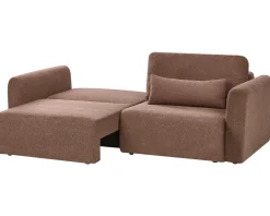 Clearance Sofa rozkładana dla 3 osób VAXHOLM Boucle Brązowy ze schowkiem Sofy Z Funkcją Spania|Wszystkie Sofy