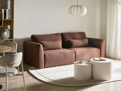 Clearance Sofa rozkładana dla 3 osób VAXHOLM Boucle Brązowy ze schowkiem Sofy Z Funkcją Spania|Wszystkie Sofy