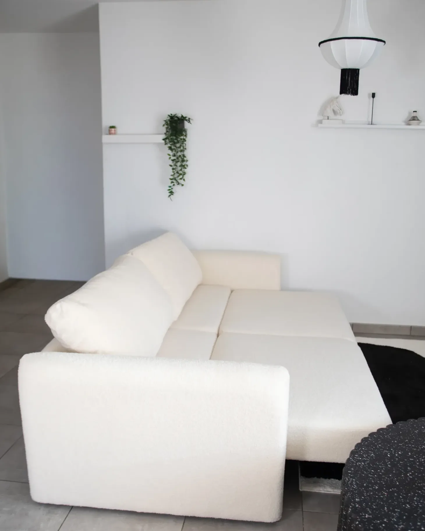 Hot Sofa rozkładana dla 3 osób VAXHOLM Boucle Złamana biel ze schowkiem Sofy Z Funkcją Spania|Wszystkie Sofy
