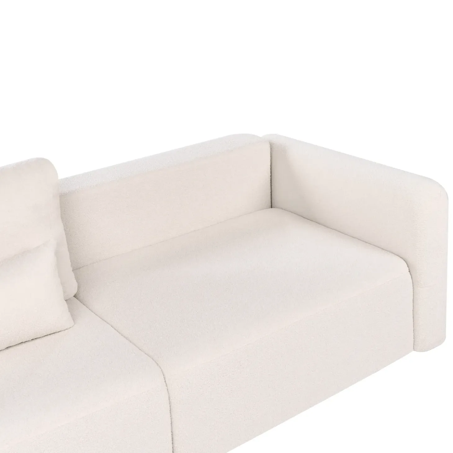 New Sofa rozkładana dla 3 osób VAXHOLM Boucle Jasnobeżowy ze schowkiem Sofy Z Funkcją Spania|Wszystkie Sofy