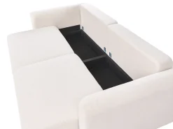 New Sofa rozkładana dla 3 osób VAXHOLM Boucle Jasnobeżowy ze schowkiem Sofy Z Funkcją Spania|Wszystkie Sofy