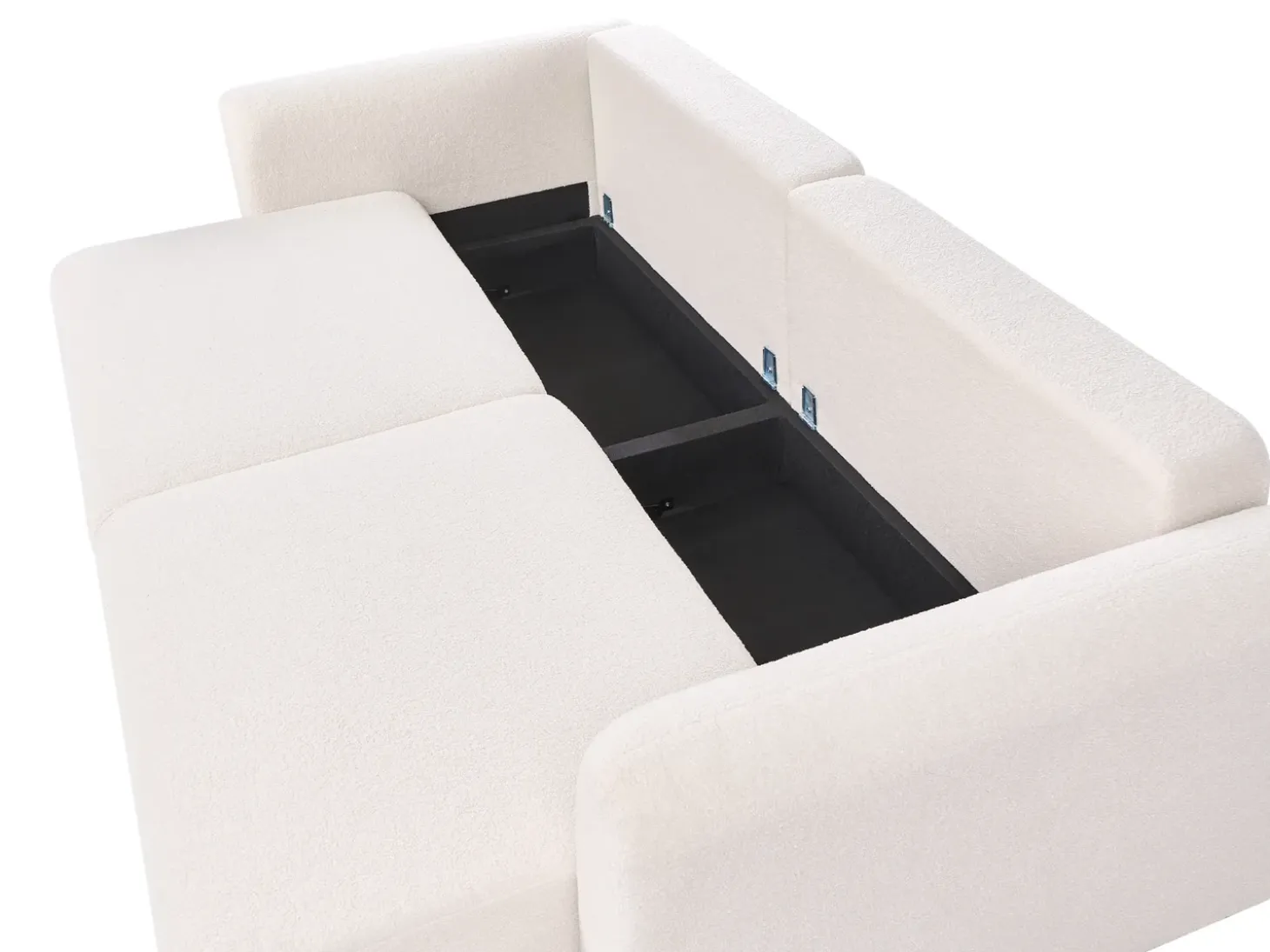 New Sofa rozkładana dla 3 osób VAXHOLM Boucle Jasnobeżowy ze schowkiem Sofy Z Funkcją Spania|Wszystkie Sofy