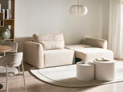 New Sofa rozkładana dla 3 osób VAXHOLM Boucle Jasnobeżowy ze schowkiem Sofy Z Funkcją Spania|Wszystkie Sofy
