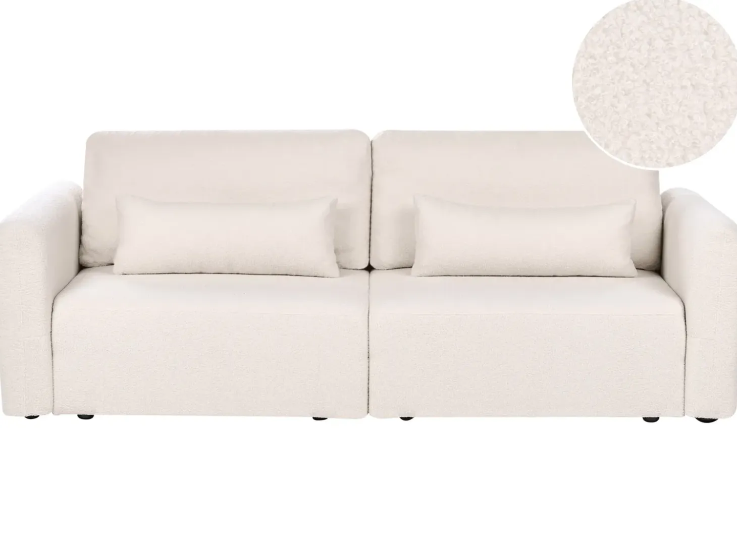 New Sofa rozkładana dla 3 osób VAXHOLM Boucle Jasnobeżowy ze schowkiem Sofy Z Funkcją Spania|Wszystkie Sofy