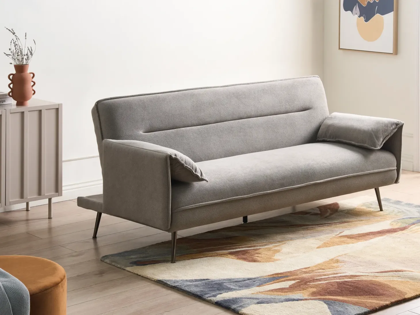 New Sofa rozkładana dla 3 osób VAYLA Szary Sofy Z Funkcją Spania|Wszystkie Sofy