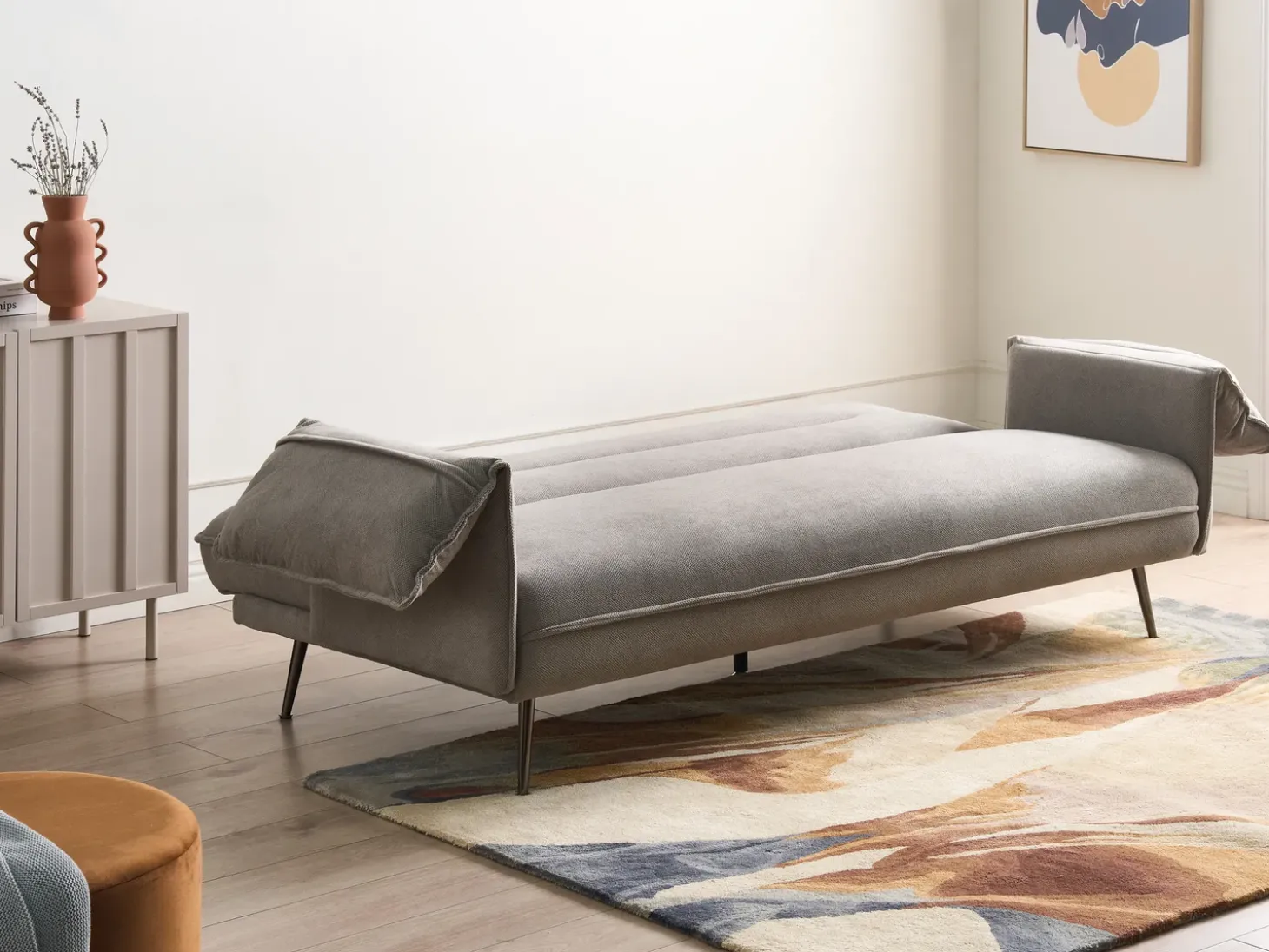 New Sofa rozkładana dla 3 osób VAYLA Szary Sofy Z Funkcją Spania|Wszystkie Sofy