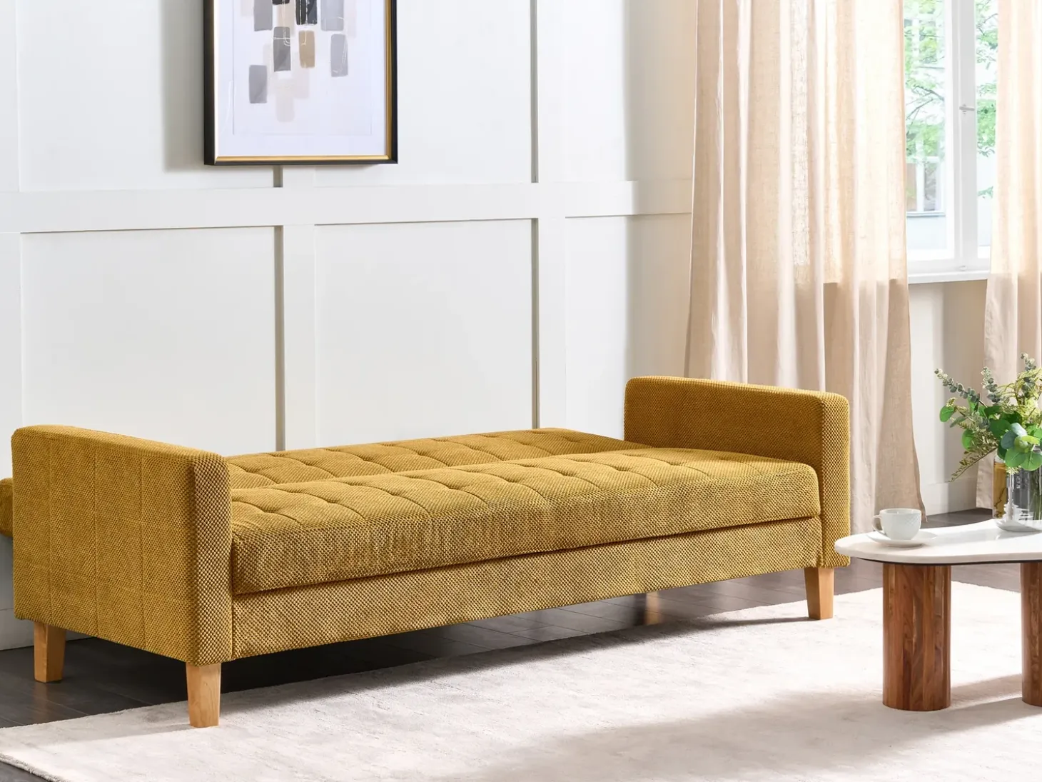 Outlet Sofa rozkładana dla 3 osób VEHKOO Musztardowy Sofy Z Funkcją Spania|Wszystkie Sofy