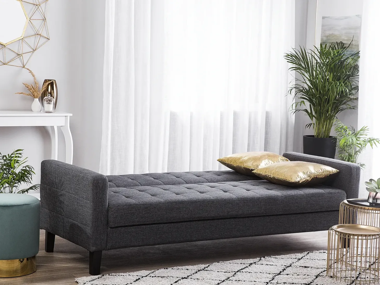 Sofa rozkładana dla 3 osób VEHKOO Ciemnoszary