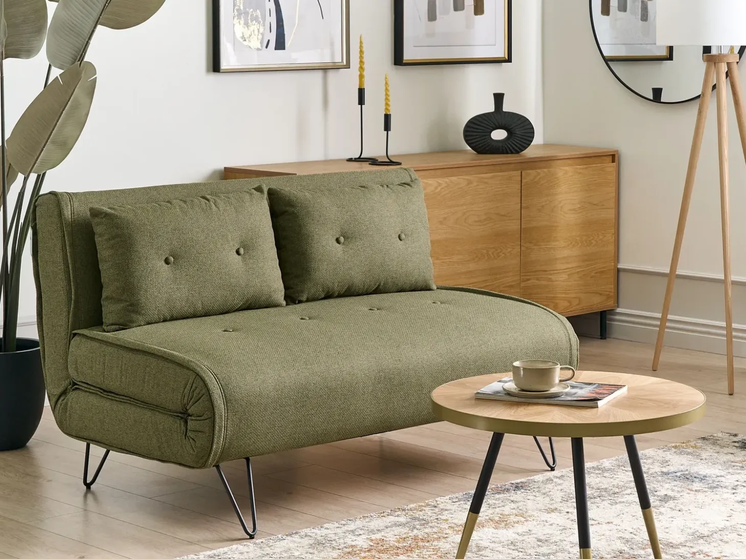 Clearance Sofa rozkładana dla 2 osób VESTFOLD Oliwkowy Sofy Z Funkcją Spania|Wszystkie Sofy