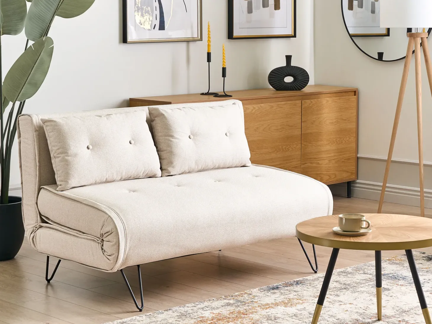 Discount Sofa rozkładana dla 2 osób VESTFOLD Jasnobeżowy Sofy Z Funkcją Spania|Wszystkie Sofy