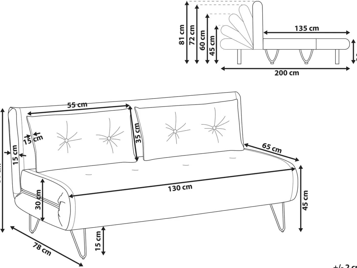 Discount Sofa rozkładana dla 2 osób VESTFOLD Welur Granatowy Sofy Z Funkcją Spania|Wszystkie Sofy